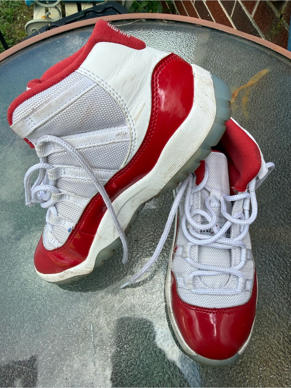 Jordan Kids White and Red High-Top Sneakers